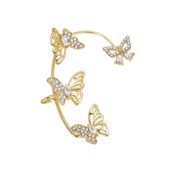 Women'S Elegant Butterfly Ear Cuffs - No - Piercing Ear Hooks, Synthetic Gemstone Accents, Everyday & Formal Jewelry for Parties, Weddings, Everyday Outfits - Non - Piercing Ear Clips for Sensitive Light Beige, Party Accessories, - CLICK TIK