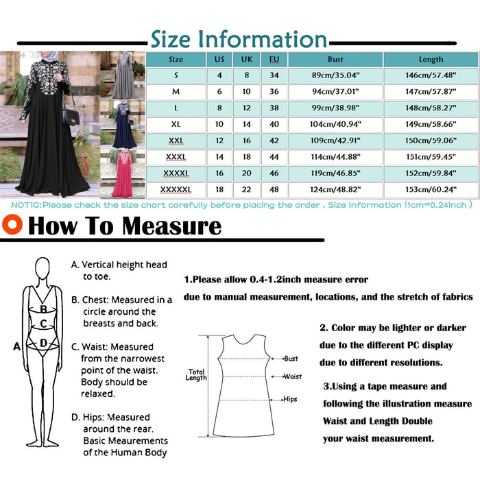 Women's Muslim Long Dresses Oversized Loose Floral Printed Casual Long Sleeved Ramadan Outfit Islamic Dubai Modest Abaya - CLICK TIK