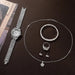 Women's Silvery Watch Ring Necklace Earrings Bracelet Set Rhinestone Fashion Wristwatch Female Casual Ladies Quartz Watches - CLICK TIK