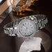 Women's Silvery Watch Ring Necklace Earrings Bracelet Set Rhinestone Fashion Wristwatch Female Casual Ladies Quartz Watches - CLICK TIK