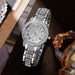 Women's Silvery Watch Ring Necklace Earrings Bracelet Set Rhinestone Fashion Wristwatch Female Casual Ladies Quartz Watches - CLICK TIK