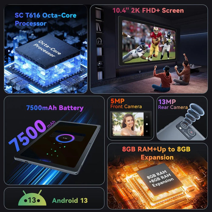 [World Premiere] Cubot TAB 40, 4G Tablet Android, 16GB RAM(8GB+8GB), 128GB ROM, 10.4" FHD+ Screen, Octa - Core, 7500mAh, OTG, WIFI - CLICK TIK