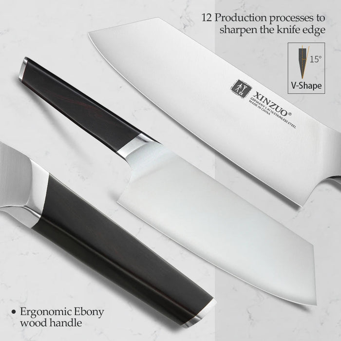 XINZUO 7.8'' Kitchen Knife Stainless Steel DIN 1.4116 Nakirir Knives High Quality New Vegetable Chopping Meat Knife Ebony Handle - CLICK TIK