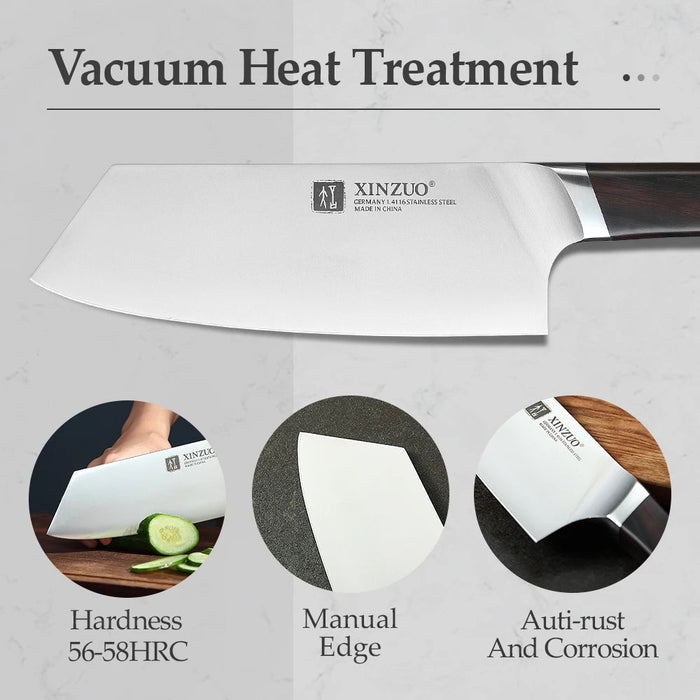 XINZUO 7.8'' Kitchen Knife Stainless Steel DIN 1.4116 Nakirir Knives High Quality New Vegetable Chopping Meat Knife Ebony Handle - CLICK TIK