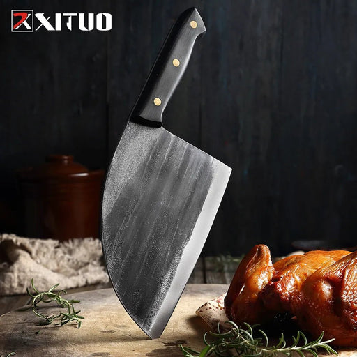 XITUO Handmade Forged Chef Knife High - carbon Clad Steel Chinese Cleaver Kitchen Knives Chopper Meat Slicing Nakiri Gyuto Tool CN - CLICK TIK