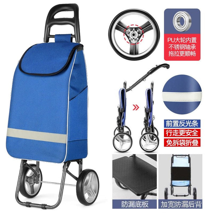 Zhuo Ya Shopping Cart Household Portable Foldable Shopping Cart Luggage Trolley Hand Buggy Trolley Luggage Trolley Trolley Trailer - CLICK TIK