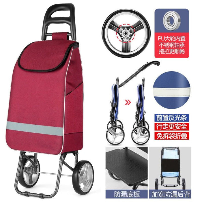 Zhuo Ya Shopping Cart Household Portable Foldable Shopping Cart Luggage Trolley Hand Buggy Trolley Luggage Trolley Trolley Trailer - CLICK TIK