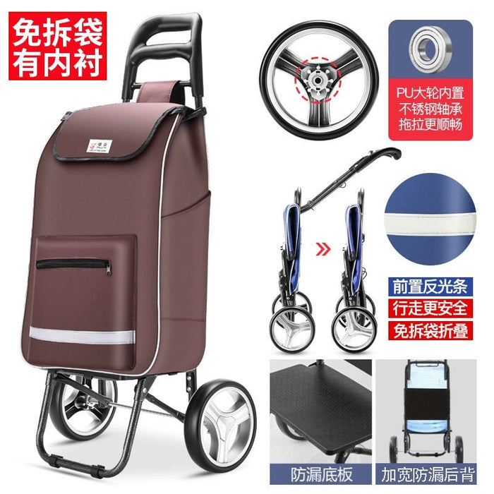 Zhuo Ya Shopping Cart Household Portable Foldable Shopping Cart Luggage Trolley Hand Buggy Trolley Luggage Trolley Trolley Trailer - CLICK TIK