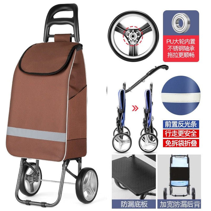 Zhuo Ya Shopping Cart Household Portable Foldable Shopping Cart Luggage Trolley Hand Buggy Trolley Luggage Trolley Trolley Trailer - CLICK TIK