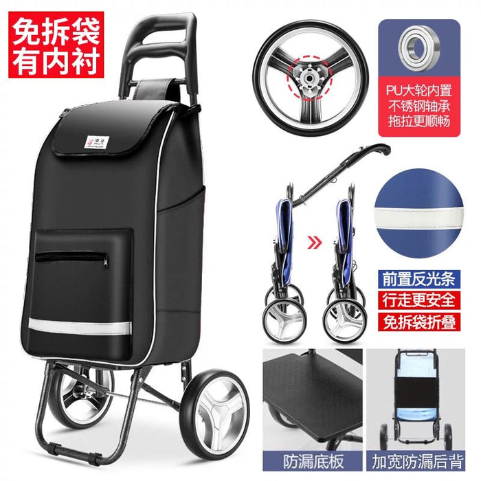 Zhuo Ya Shopping Cart Household Portable Foldable Shopping Cart Luggage Trolley Hand Buggy Trolley Luggage Trolley Trolley Trailer - CLICK TIK
