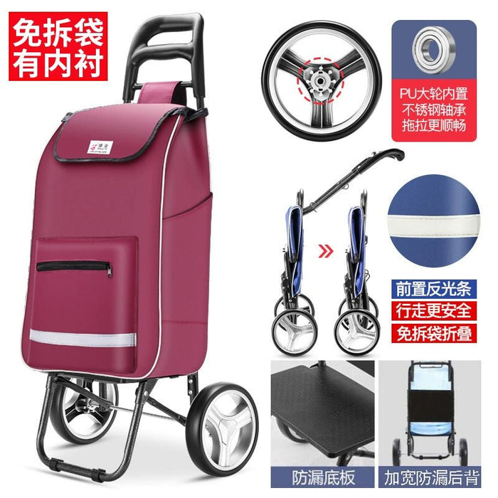 Zhuo Ya Shopping Cart Household Portable Foldable Shopping Cart Luggage Trolley Hand Buggy Trolley Luggage Trolley Trolley Trailer - CLICK TIK