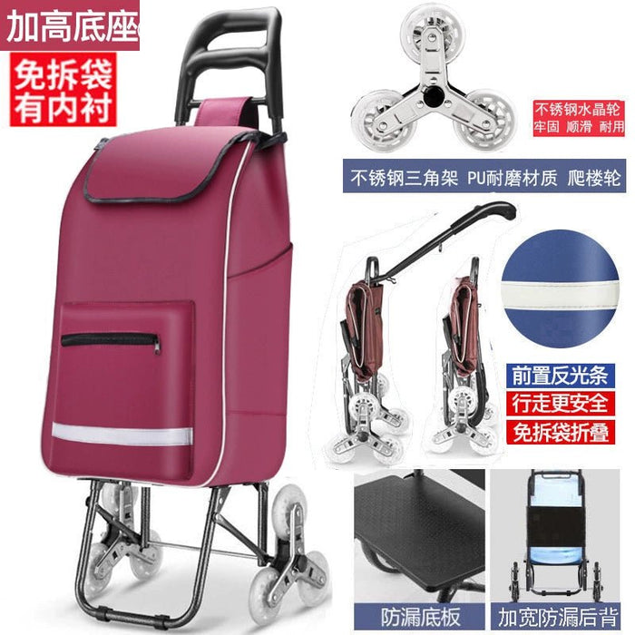 Zhuo Ya Shopping Cart Household Portable Foldable Shopping Cart Luggage Trolley Hand Buggy Trolley Luggage Trolley Trolley Trailer - CLICK TIK