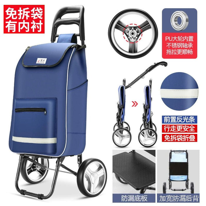 Zhuo Ya Shopping Cart Household Portable Foldable Shopping Cart Luggage Trolley Hand Buggy Trolley Luggage Trolley Trolley Trailer - CLICK TIK