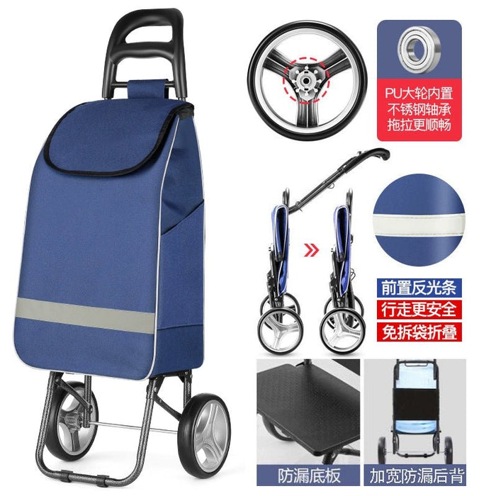 Zhuo Ya Shopping Cart Household Portable Foldable Shopping Cart Luggage Trolley Hand Buggy Trolley Luggage Trolley Trolley Trailer - CLICK TIK